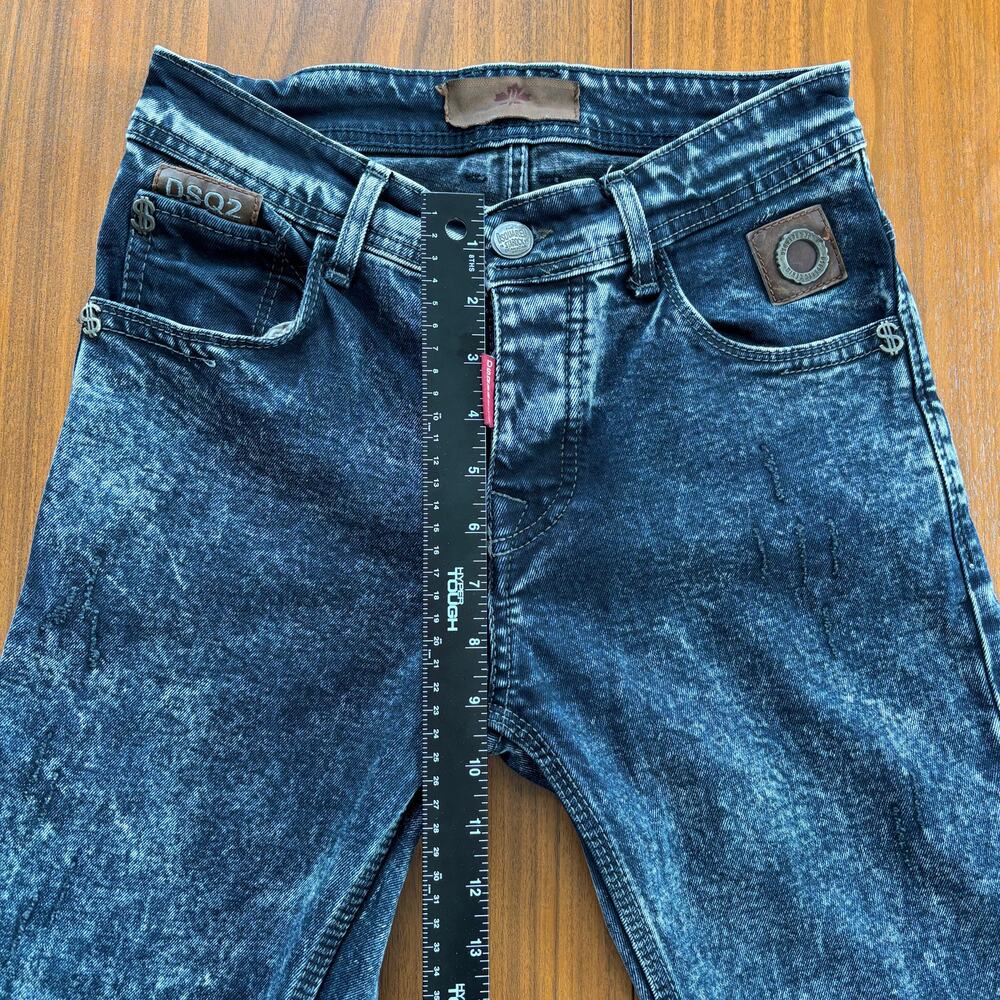 Dsquared2 DSQ2 Acid Wash Jeans Men Sz 30 Slim Straight Vintage Style Maple Leaf - Picture 6 of 15